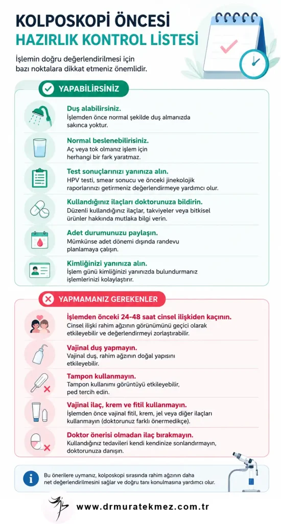 kolposkopi öncesi yapılması gerekenler